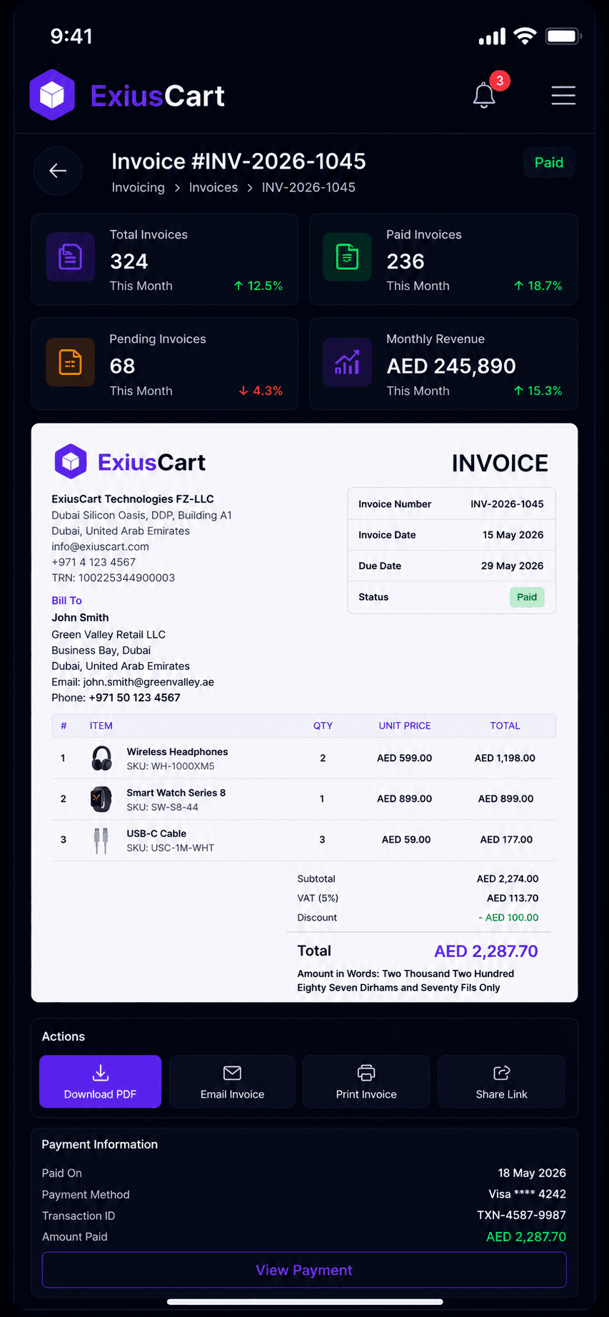 Invoicing mobile