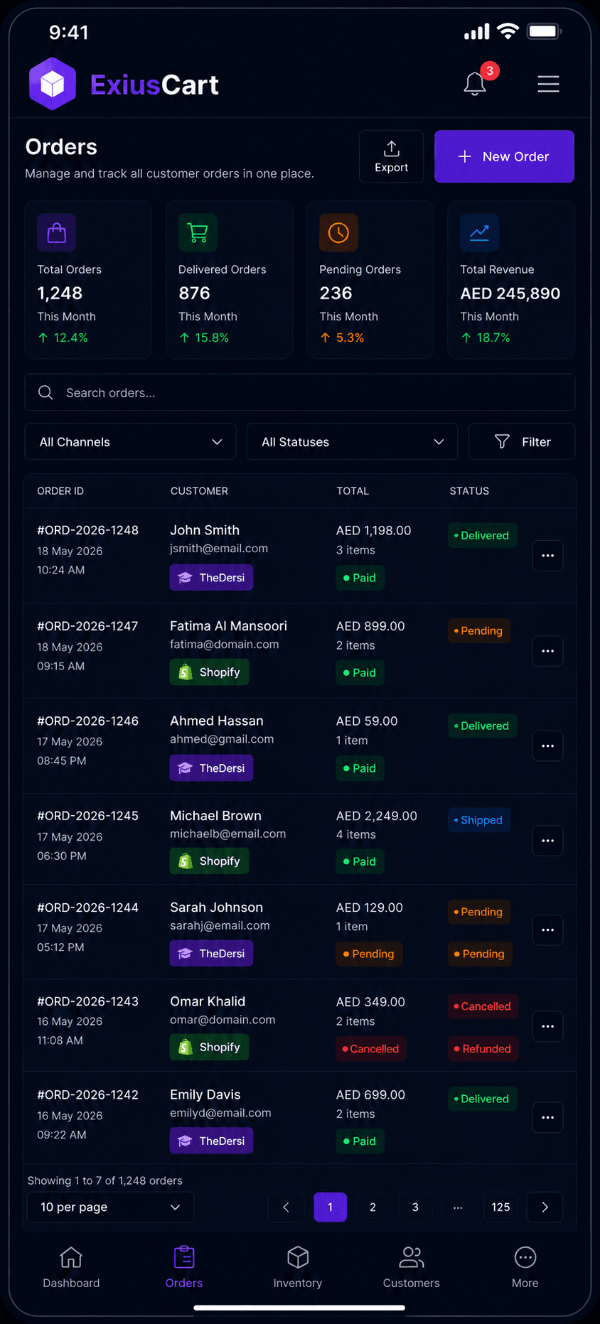 Orders mobile